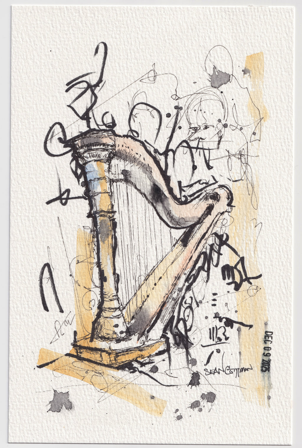 Harp 6in x 9in Original