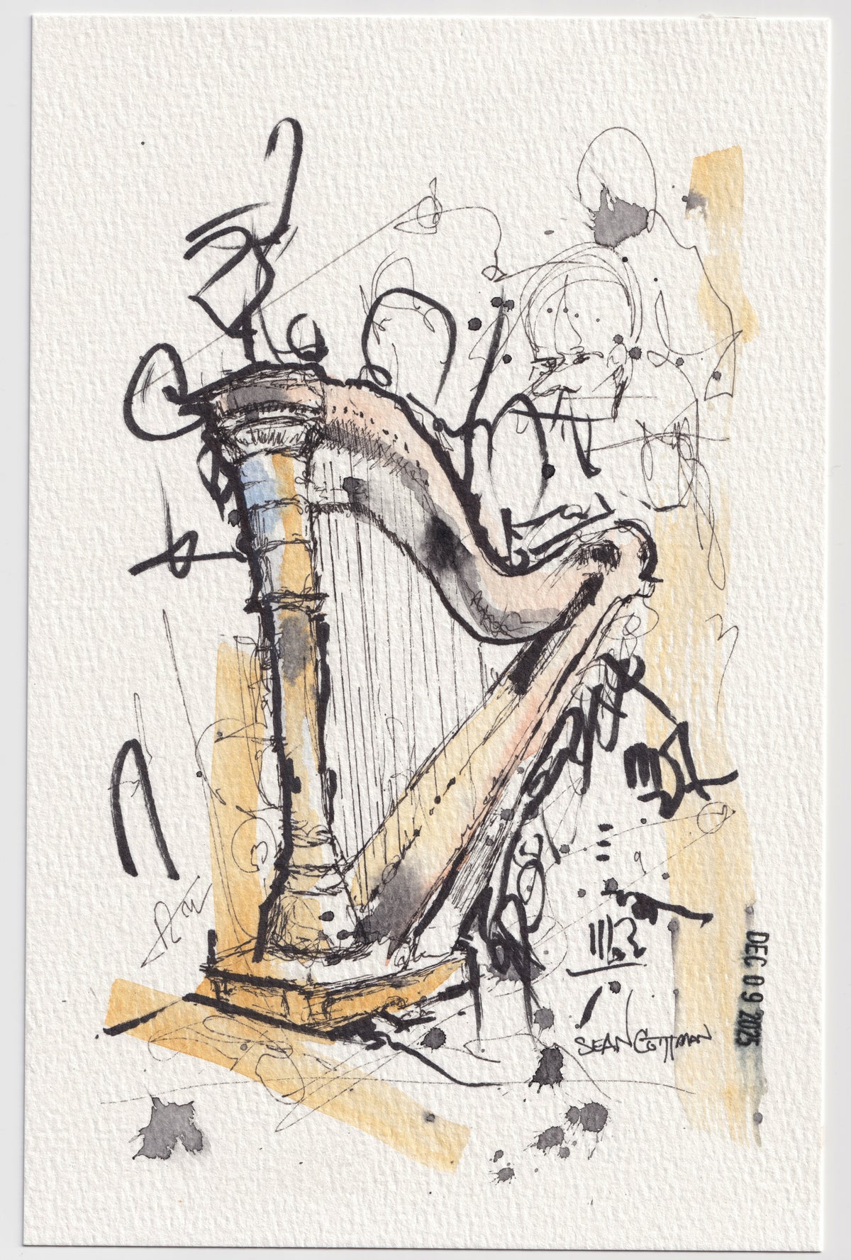 Harp 6in x 9in Original